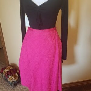 Liz Claborne Skirt Gorgeous Hot Pink Size 4 Petite A line Embroidery